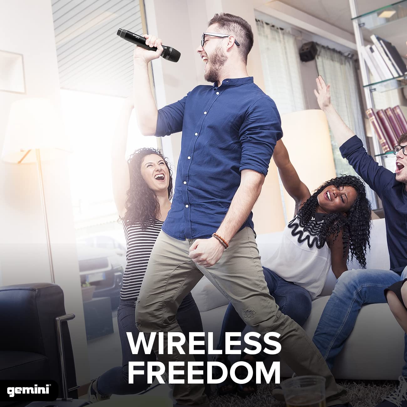 Gemini Sound GMU-M100 Professional Plug & Play Wireless Rechargeable UHF Handheld Microphone with Cordless Self Powered 1/4 Inch